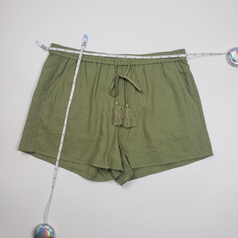 Andie Swim The Graciosa Short Women's Medium Ivy Green Linen Blend Tassel Ties - Picture 5 of 16
